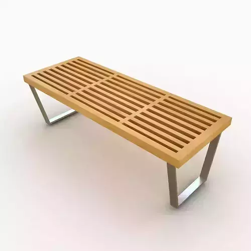 Bench wooden with metal legs