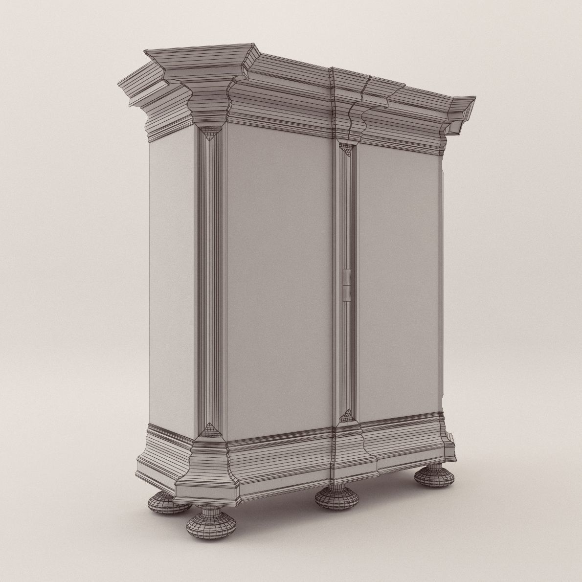 Baroque cupboard - South Germany - 18th century - Georg Britsch 3D model_2