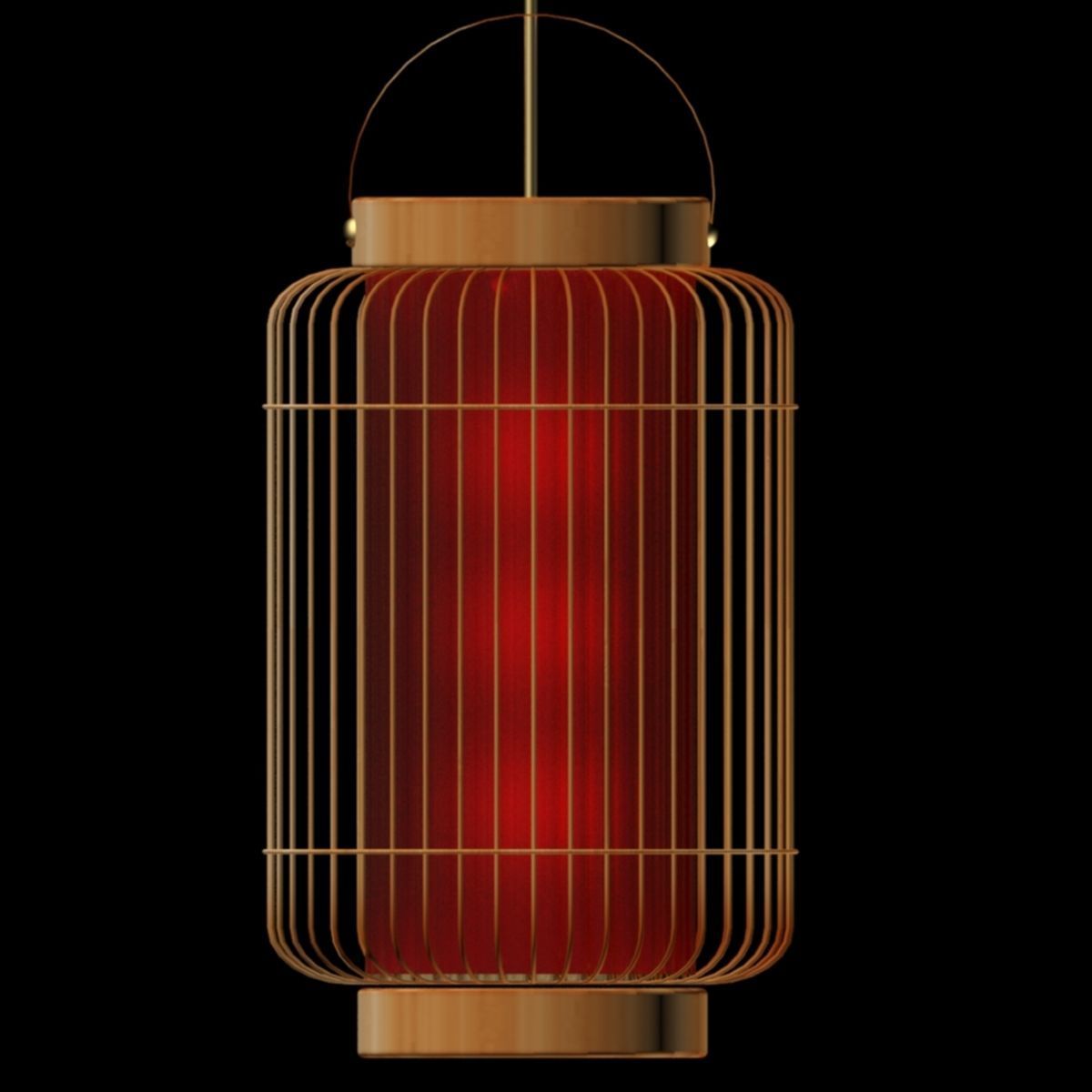 Chinese red cage lantern 3D model_4