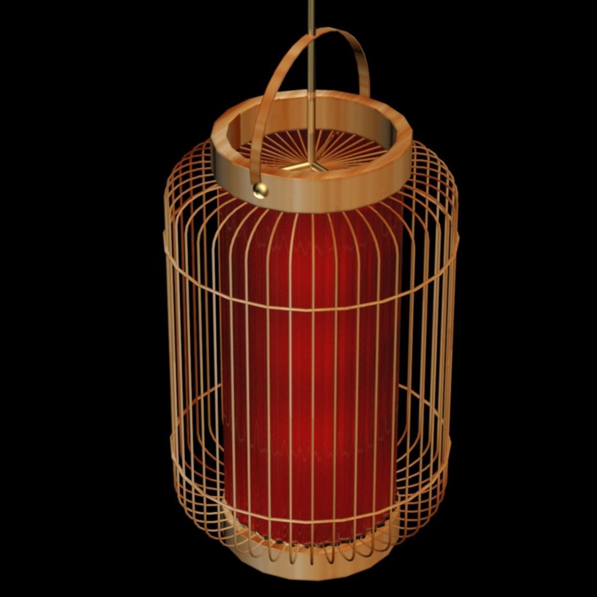 Chinese red cage lantern 3D model_3
