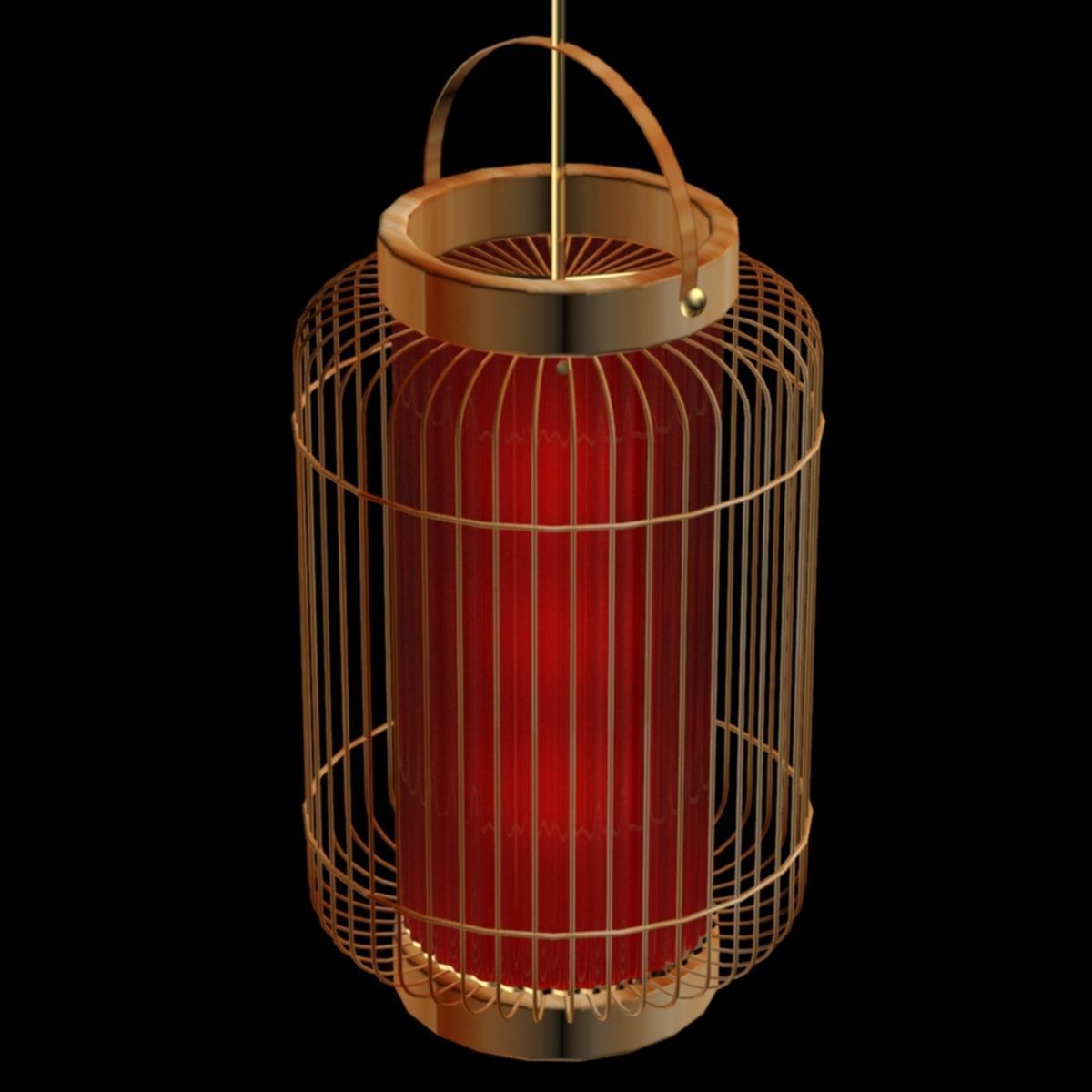 Chinese red cage lantern 3D model_2