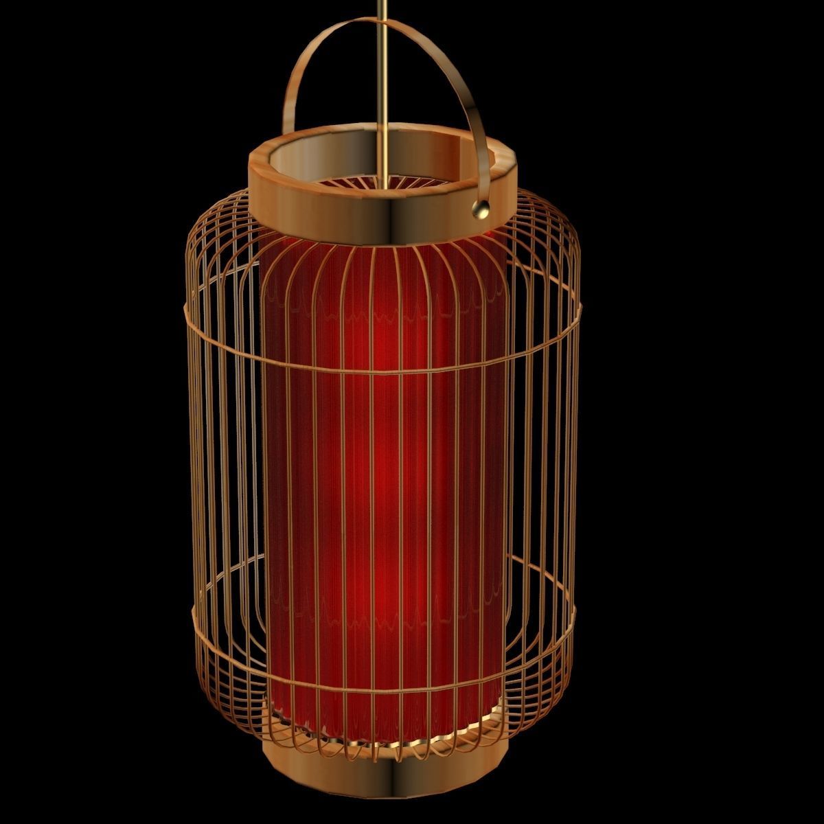 Chinese red cage lantern 3D model_5