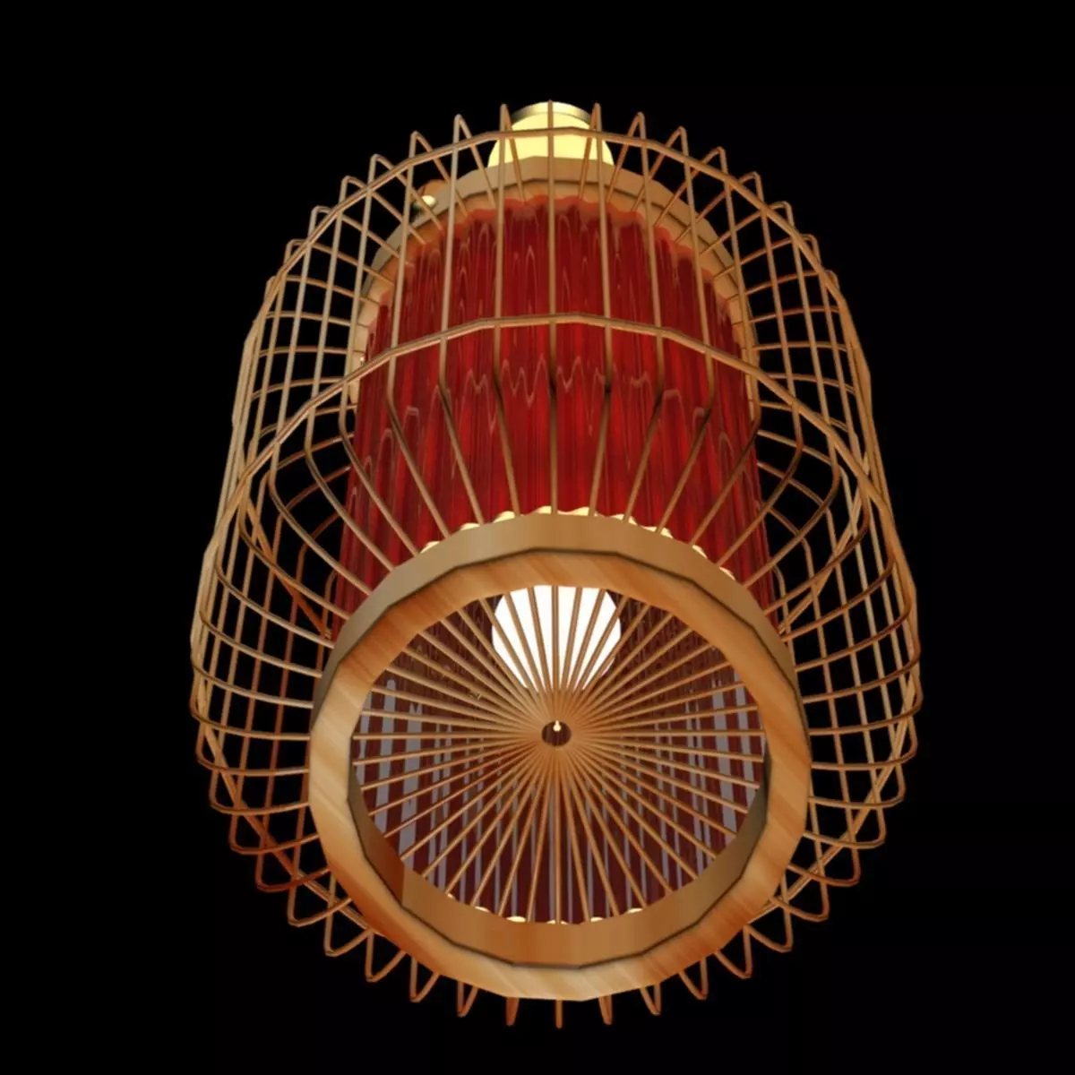Chinese red cage lantern 3D model_0