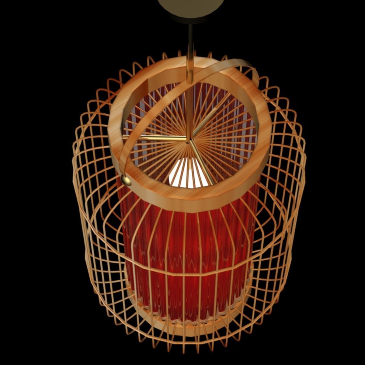 Chinese red cage lantern 3D model_6
