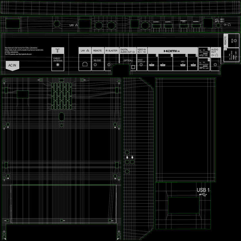 E3D - Sony TV A1E OLED 4K model 3D model_9