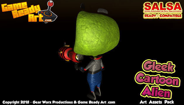 Gleek - Cartoon Alien Character Low-poly 3D model_5