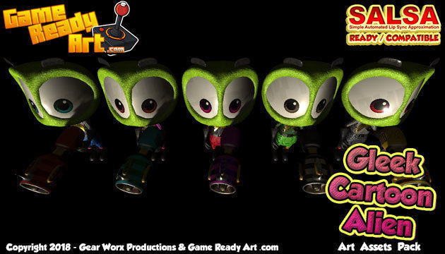 Gleek - Cartoon Alien Character Low-poly 3D model_1