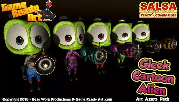 Gleek - Cartoon Alien Character Low-poly 3D model_0