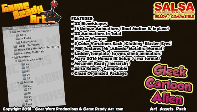 Gleek - Cartoon Alien Character Low-poly 3D model_2