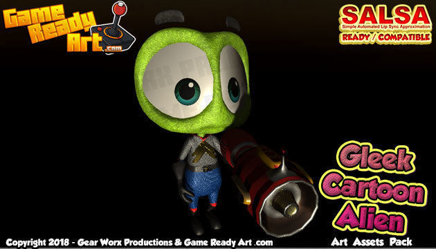 Gleek - Cartoon Alien Character Low-poly 3D model_4