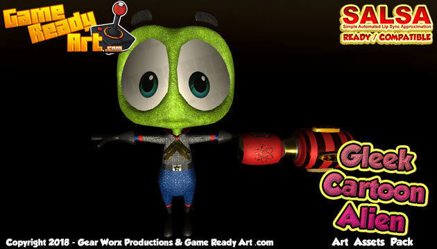 Gleek - Cartoon Alien Character Low-poly 3D model_3