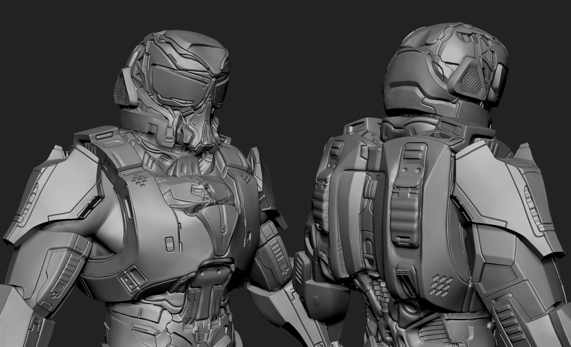 Sci-Fi Armor 4 Sculpt 3D model_4