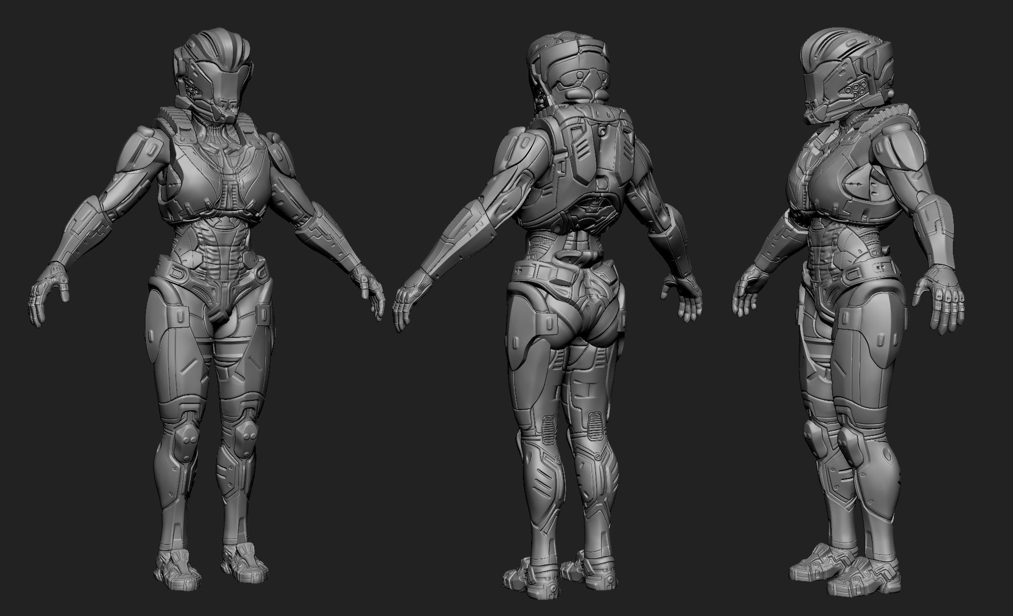 Sci-Fi Armor 5 Sculpt 3D model_5