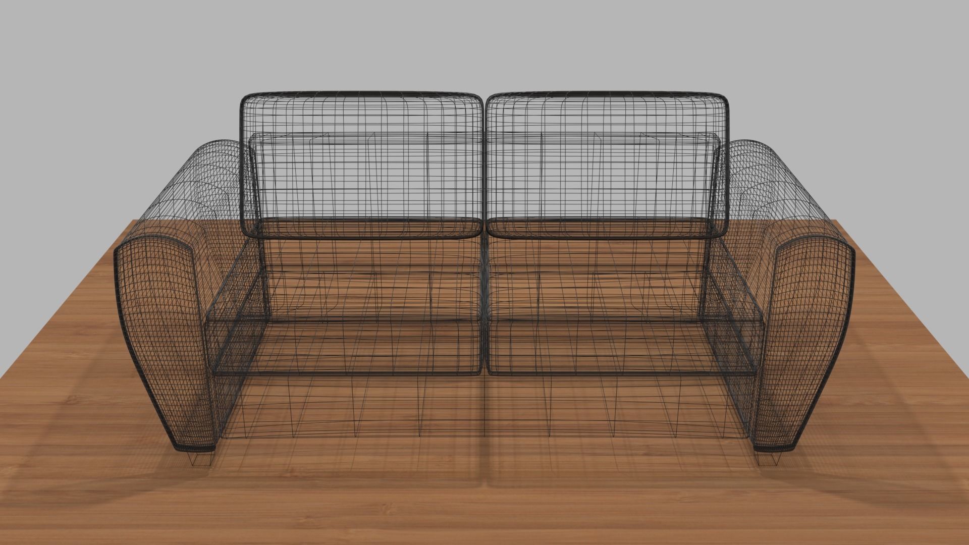 Modern Two-Seat Couch Low-poly 3D model_6