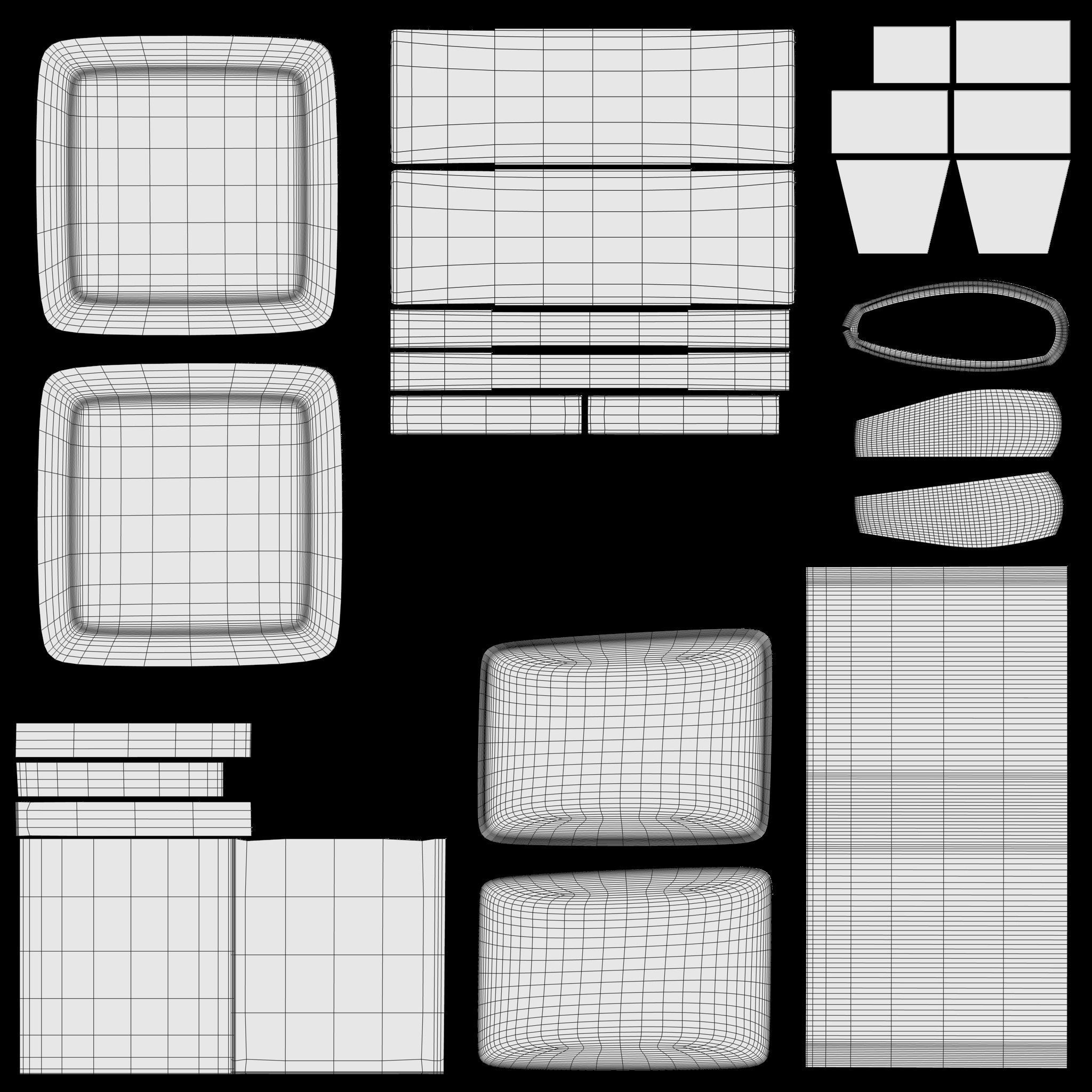 Modern Two-Seat Couch Low-poly 3D model_7