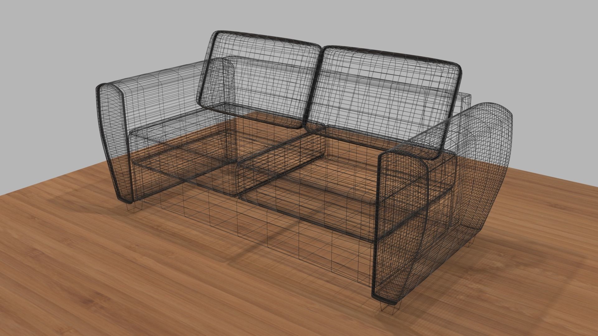 Modern Two-Seat Couch Low-poly 3D model_5