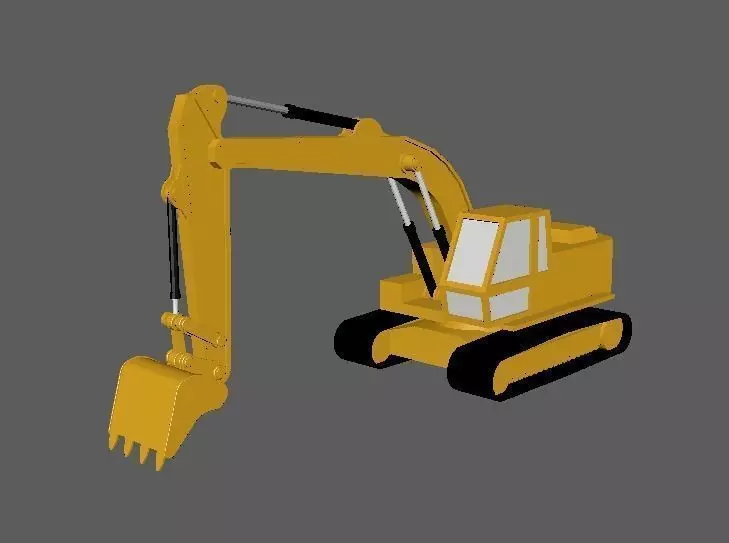 Low Poly Excavator VR AR Low-poly 3D model_0
