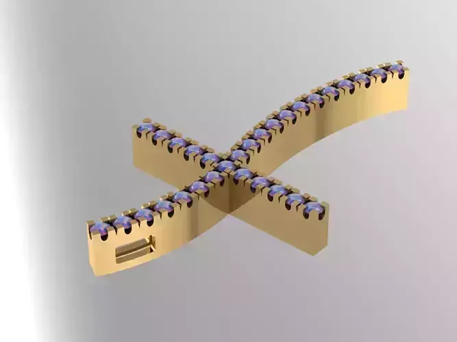 Cross gold with sapphires