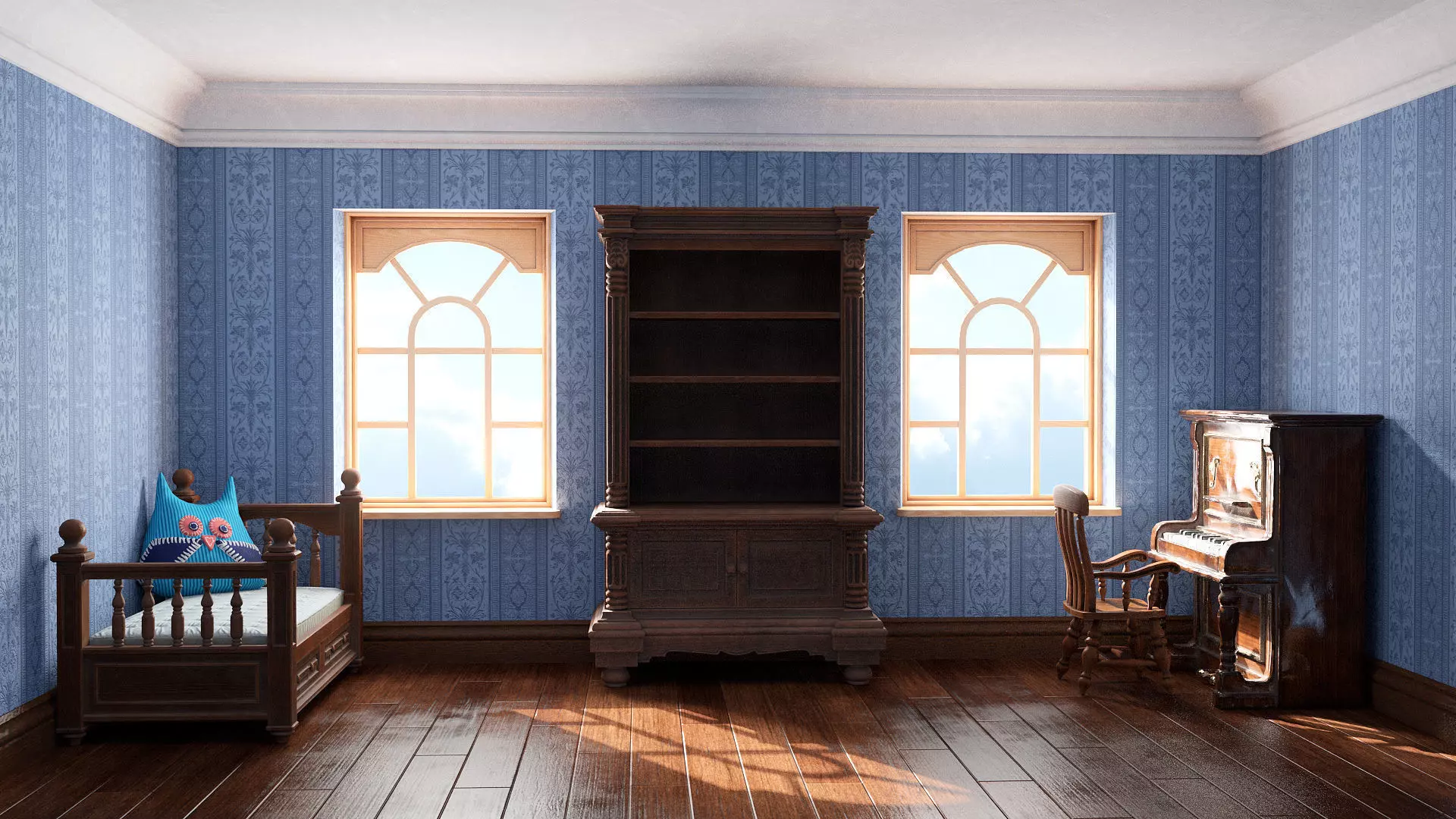 Childroom Low-poly 3D model_0