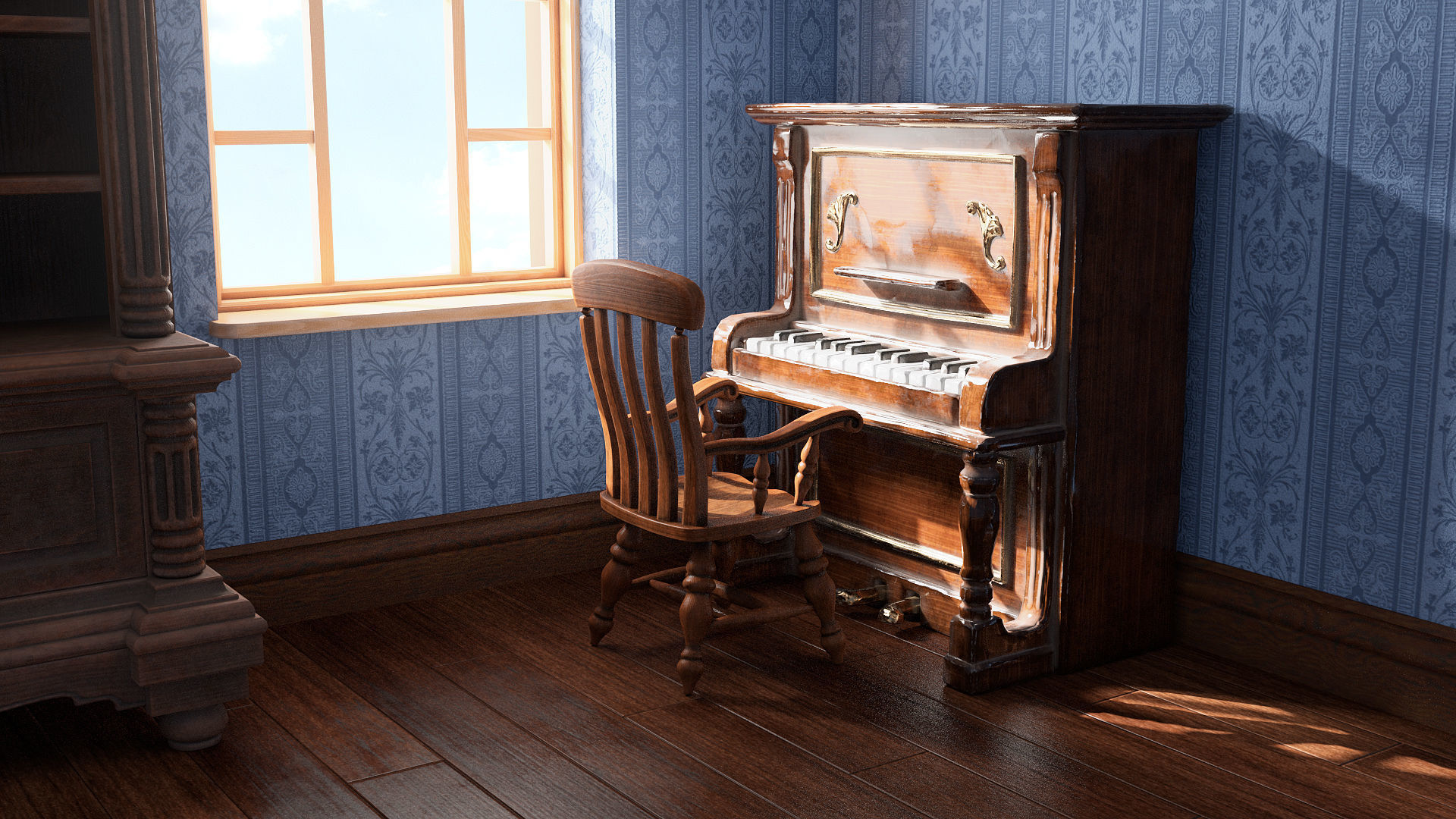 Childroom Low-poly 3D model_2