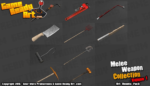Melee Weapon Collection Low-poly 3D model_1