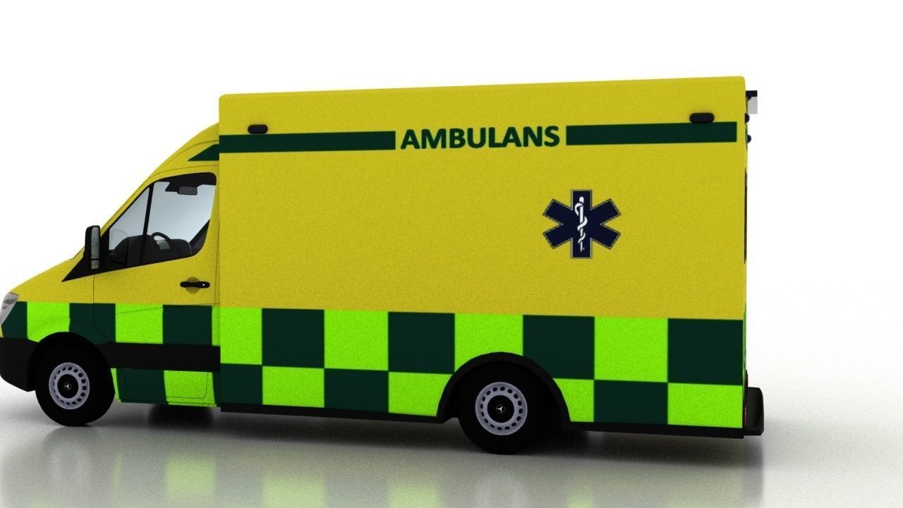 Mercedes Benz Sprinter Truck Sweden Ambulance 3D model_6