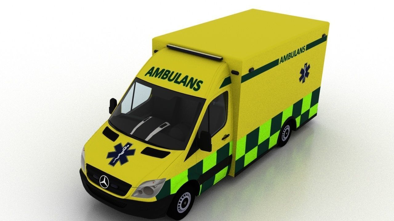 Mercedes Benz Sprinter Truck Sweden Ambulance 3D model_9