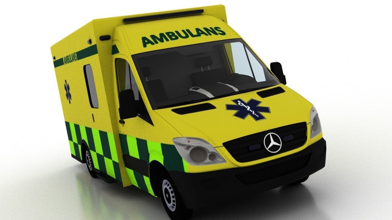 Mercedes Benz Sprinter Truck Sweden Ambulance 3D model_11