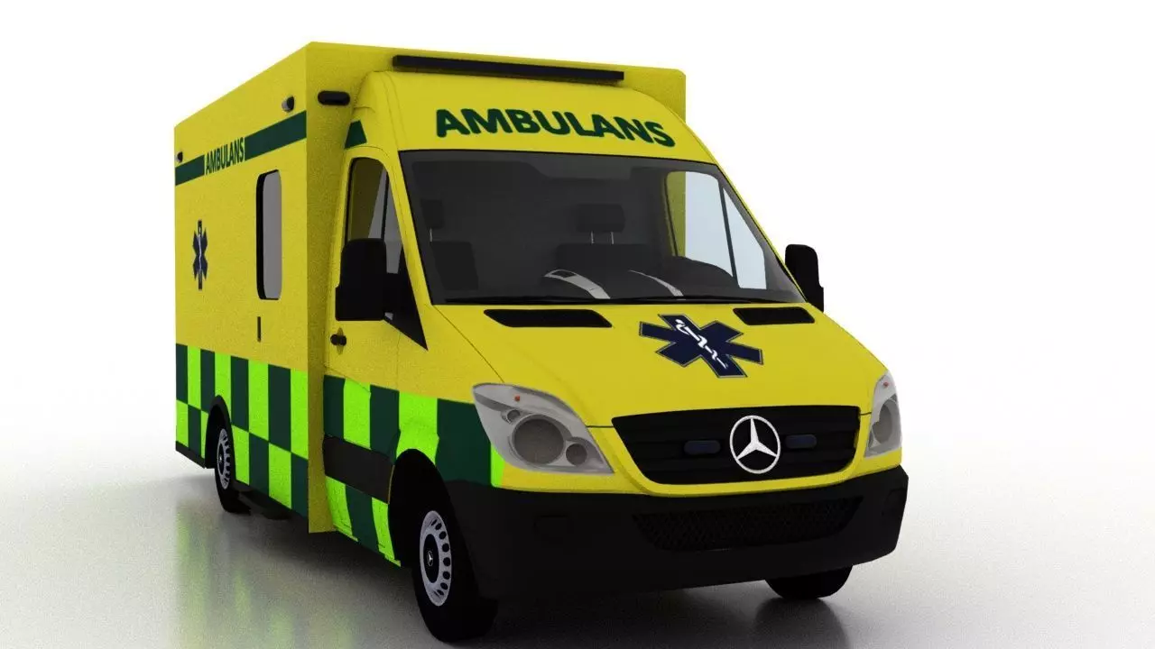 Mercedes Benz Sprinter Truck Sweden Ambulance 3D model_0