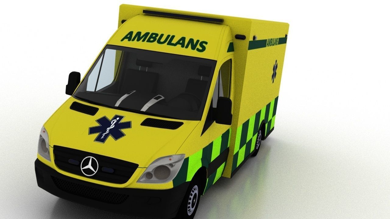 Mercedes Benz Sprinter Truck Sweden Ambulance 3D model_12