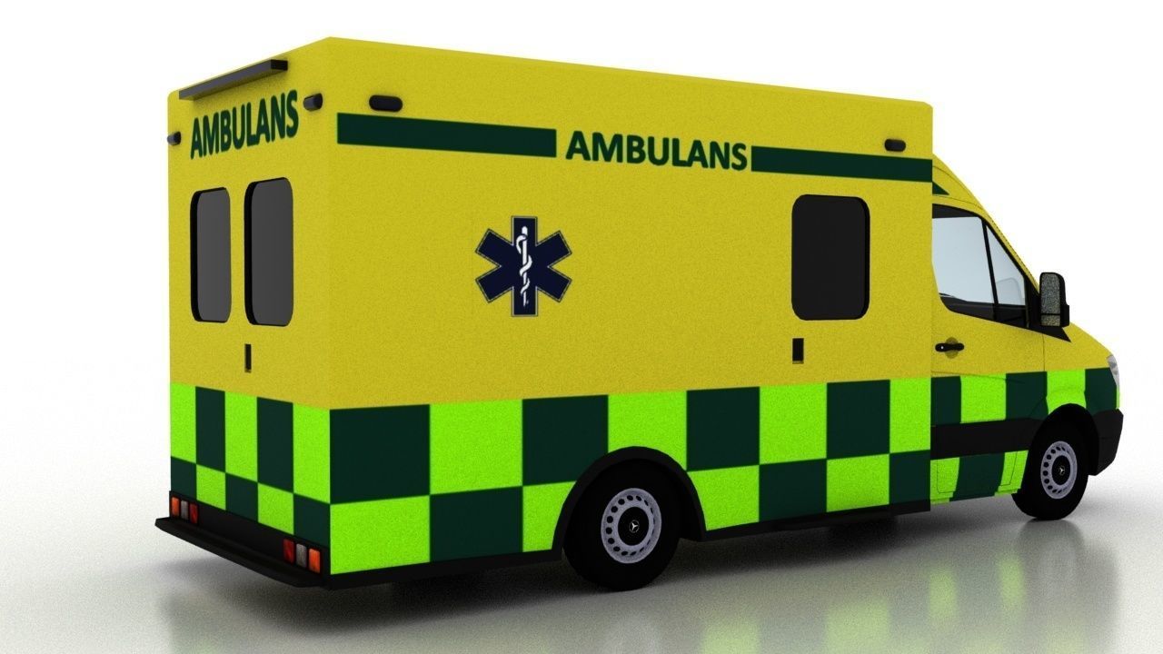 Mercedes Benz Sprinter Truck Sweden Ambulance 3D model_3
