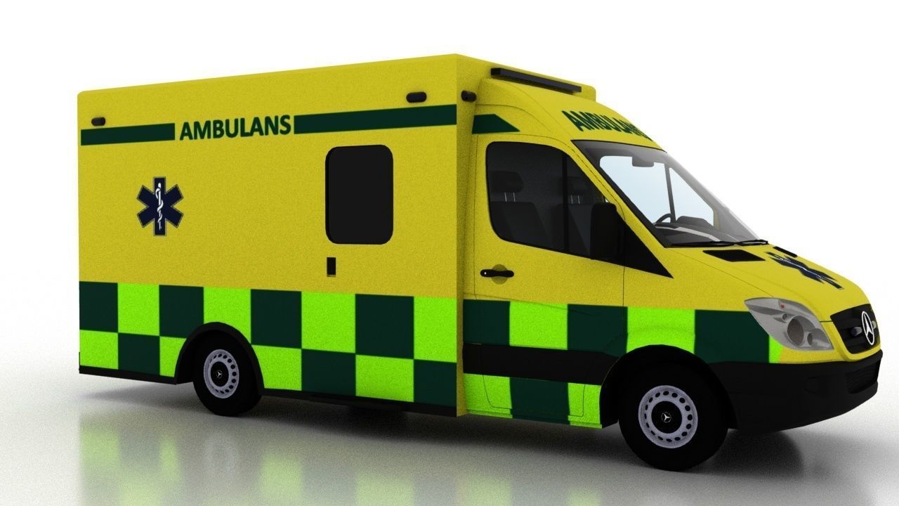 Mercedes Benz Sprinter Truck Sweden Ambulance 3D model_1