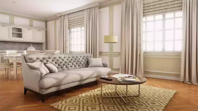 HQ Modern Classic Interior Low-poly 3D model