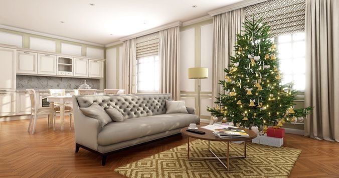 HQ Modern Classic Interior Low-poly 3D model 3
