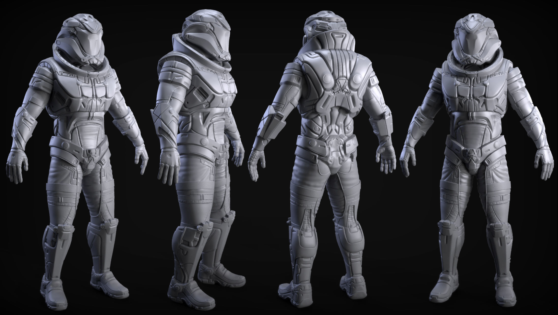 Sci-Fi Armor 7 Sculpt 3D model_2
