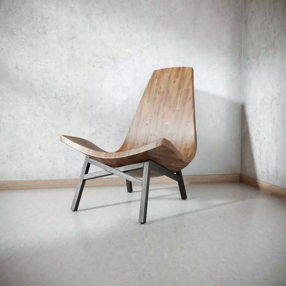American Modern Wooden Chair 3D model_0