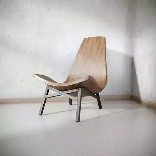 American Modern Wooden Chair 3D model