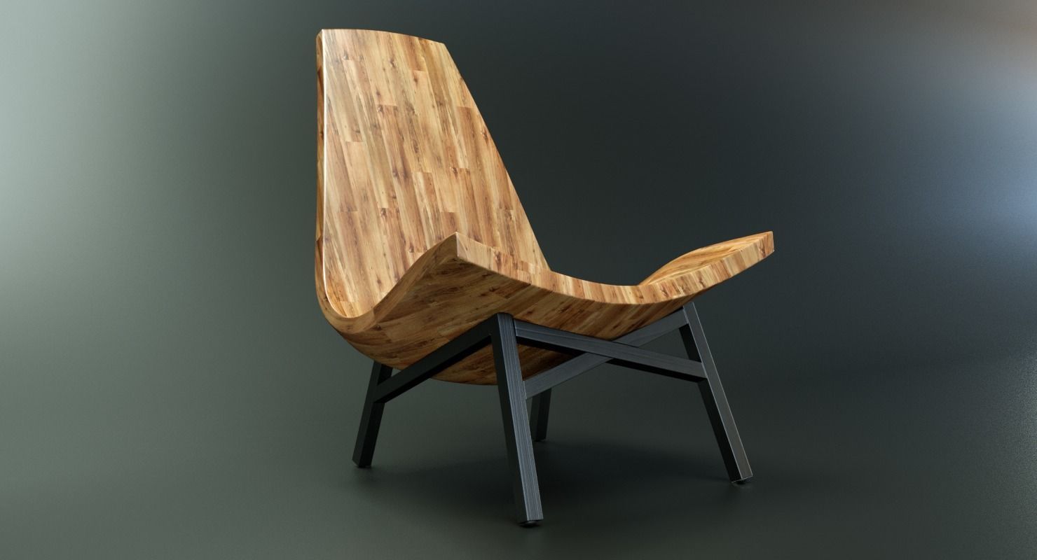 American Modern Wooden Chair 3D model_8