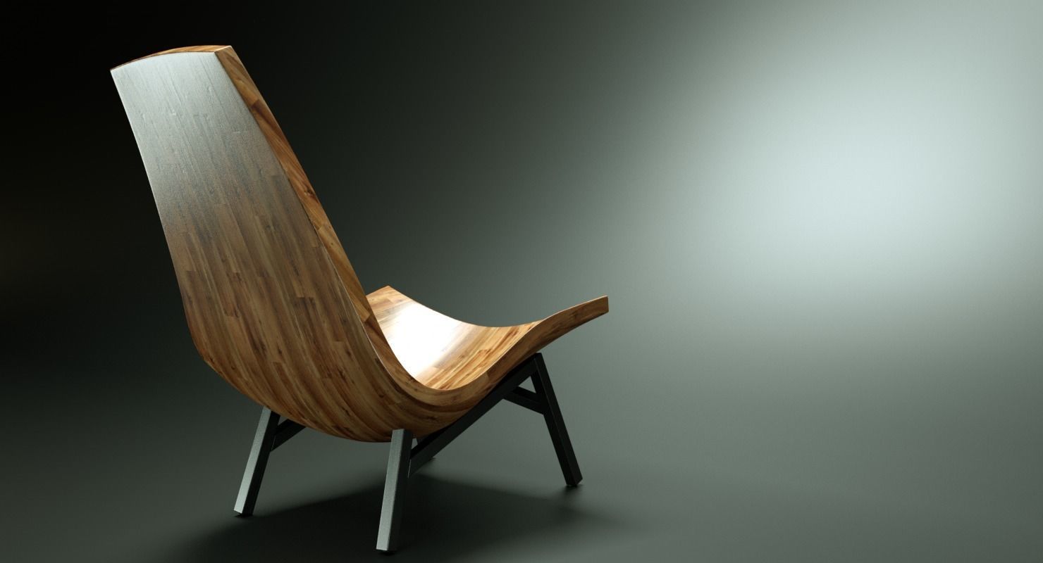 American Modern Wooden Chair 3D model_5
