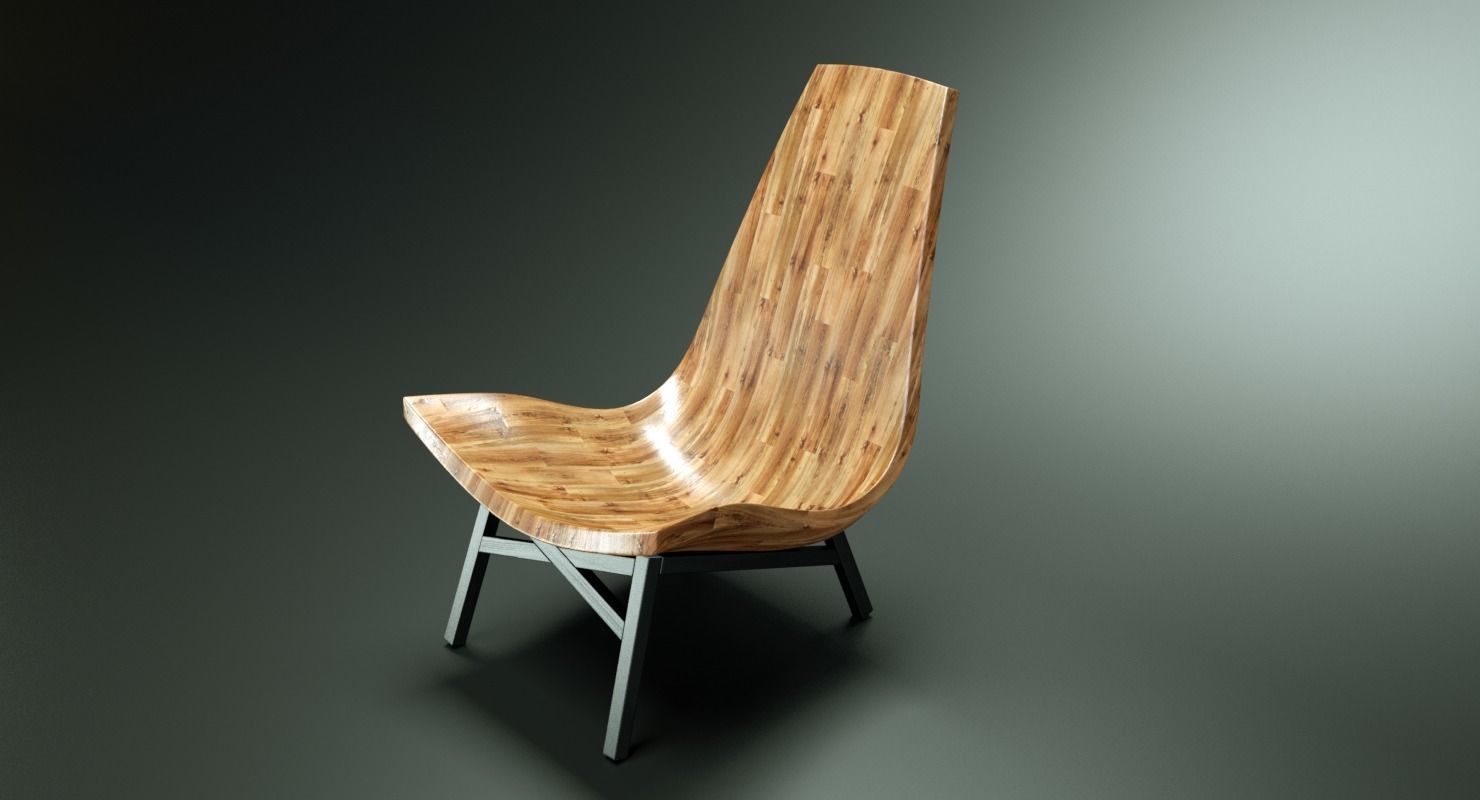 American Modern Wooden Chair 3D model_4