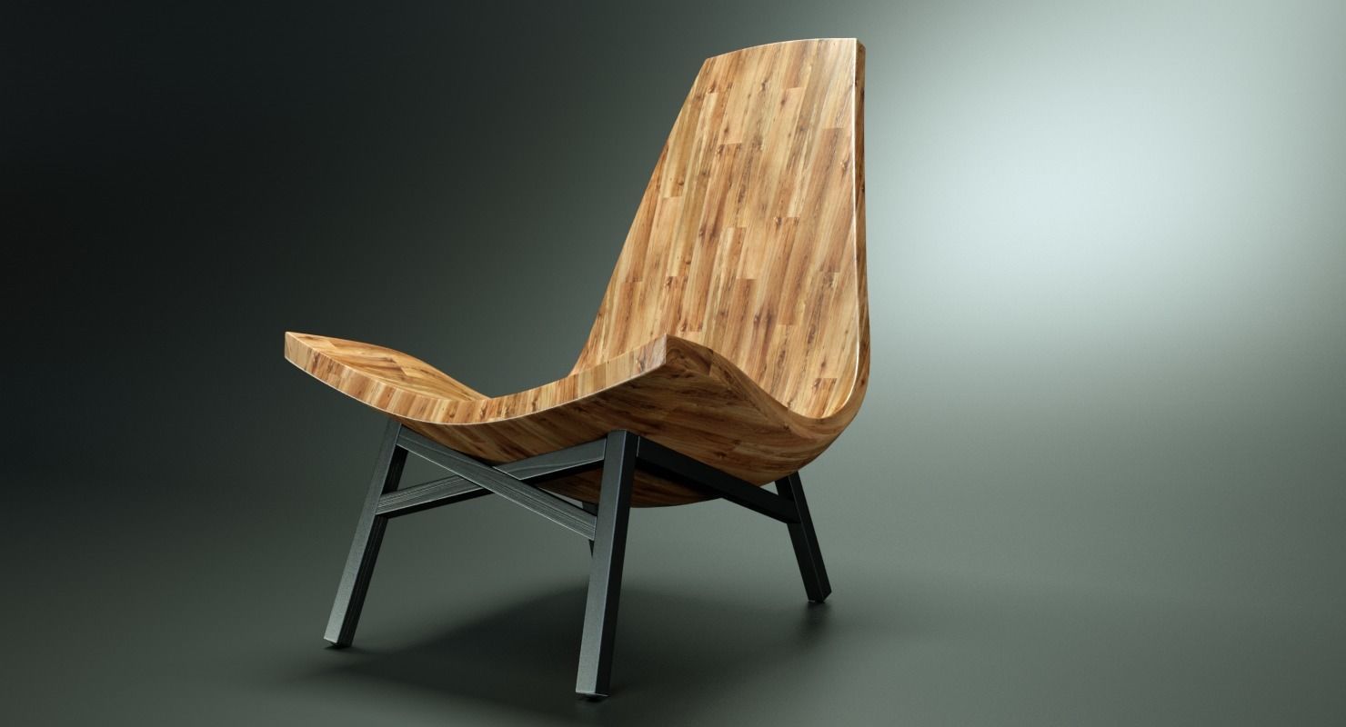 American Modern Wooden Chair 3D model_2