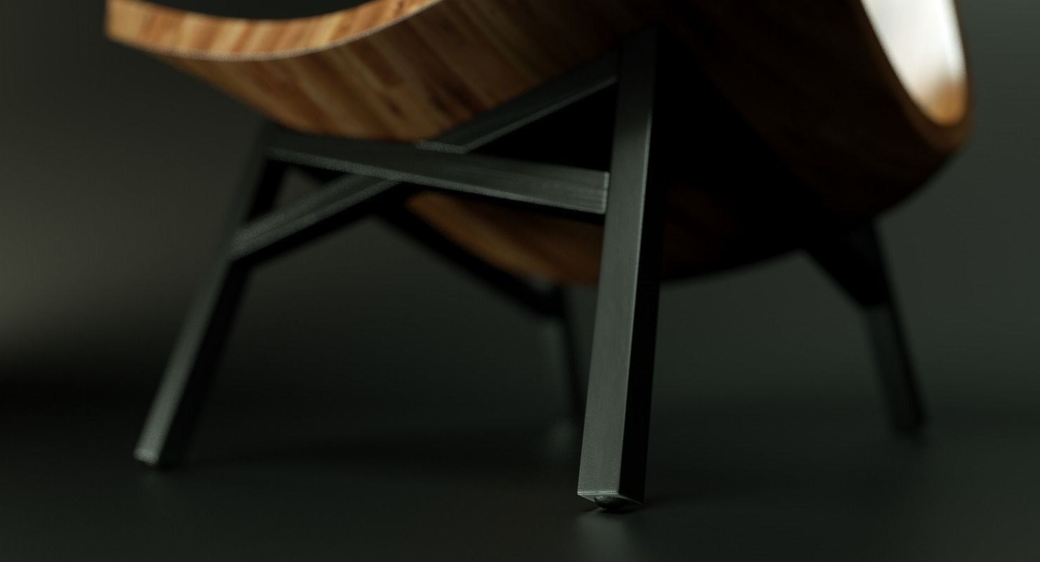 American Modern Wooden Chair 3D model_7