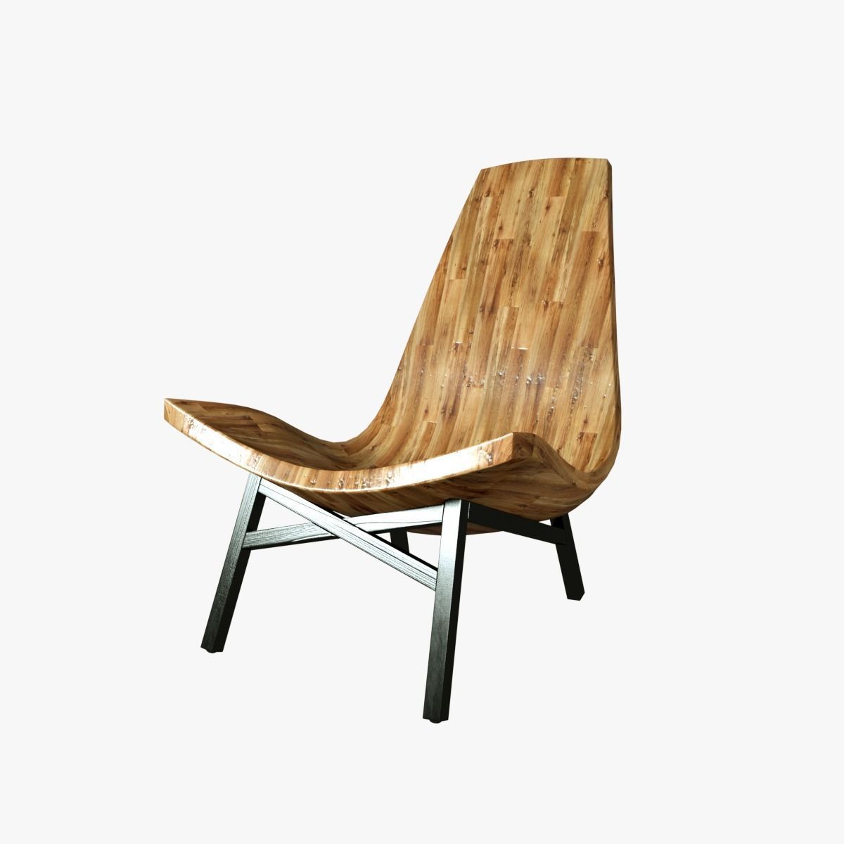 American Modern Wooden Chair 3D model_3