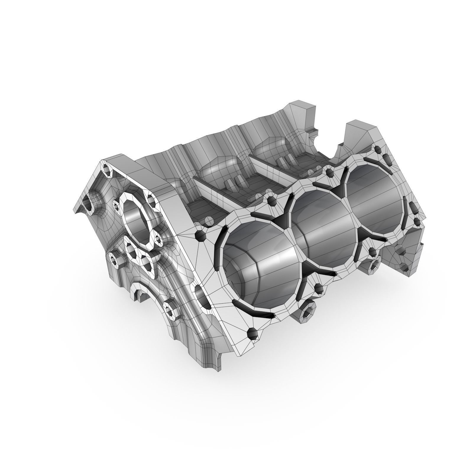 Generic 6-Cylinder Engine Block 3D model_1