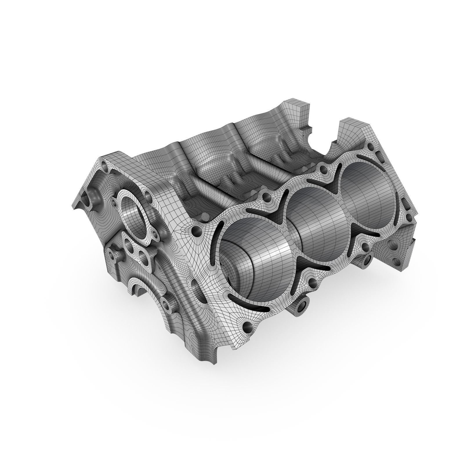 Generic 6-Cylinder Engine Block 3D model_3