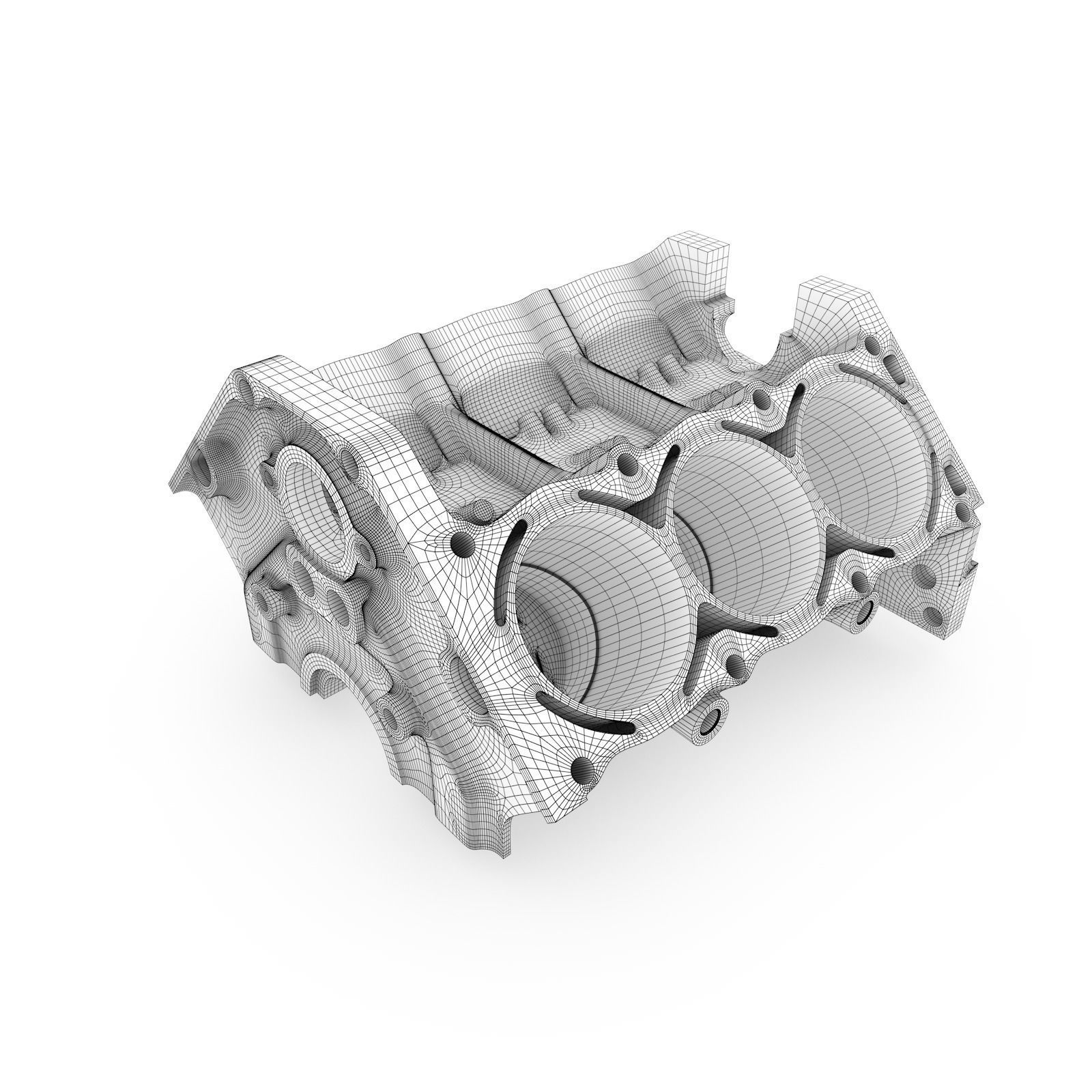 Generic 6-Cylinder Engine Block 3D model_7