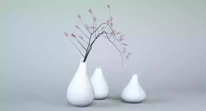 Minimalistic Ceramic  Vase Set  3D model