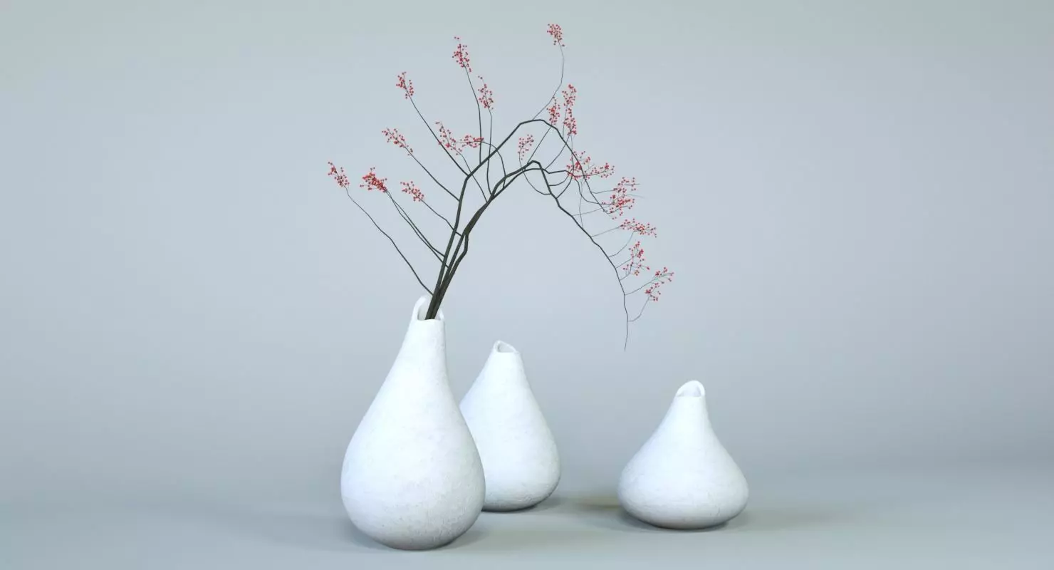 Minimalistic Ceramic  Vase Set  3D model_0