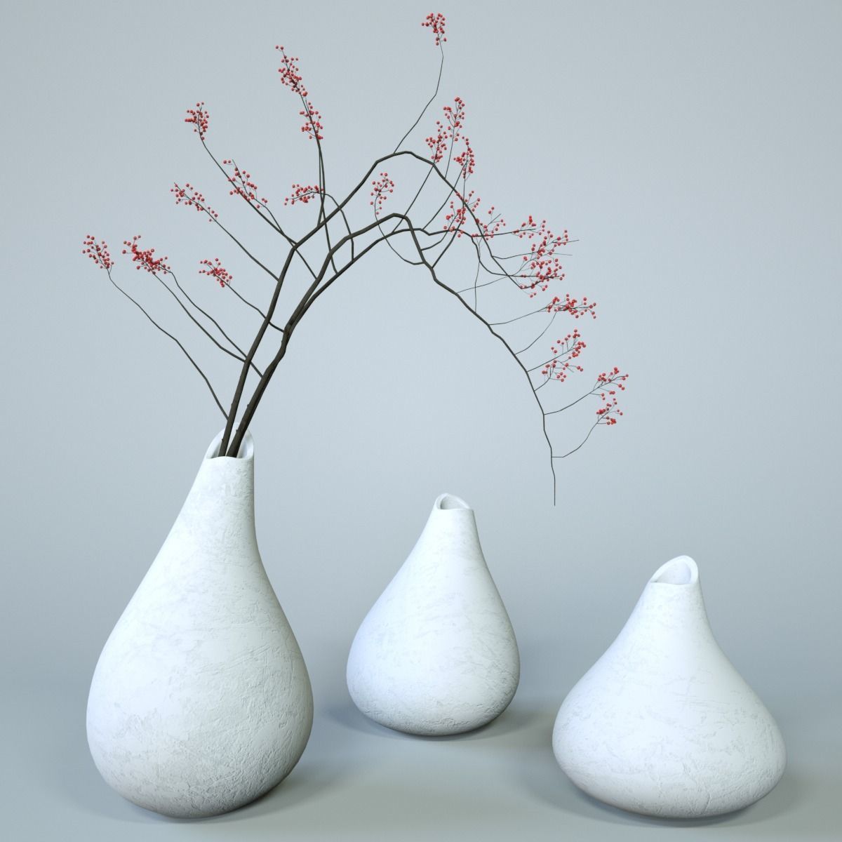 Minimalistic Ceramic  Vase Set  3D model_3