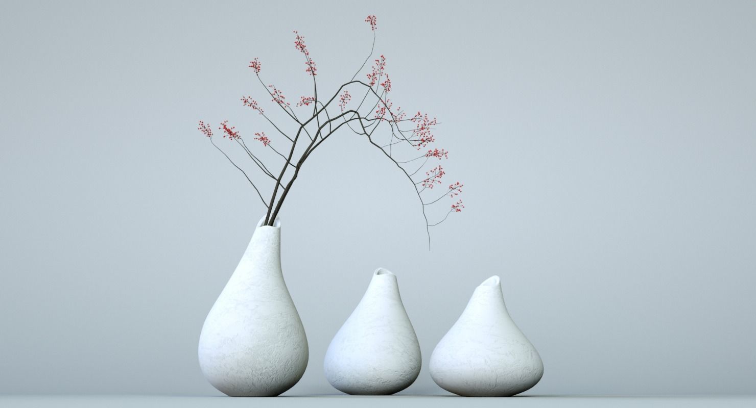 Minimalistic Ceramic  Vase Set  3D model_10